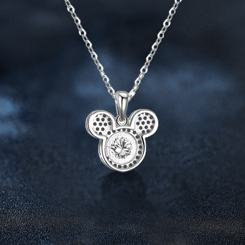 S925 Sterling Silver Mickey Pendant Moissanite Full Diamond Necklace