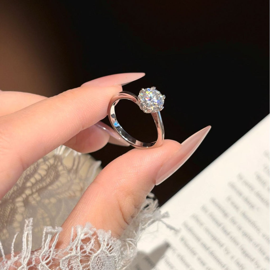 S925 Silver Six-Prong Moissanite Ring
