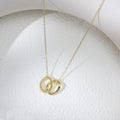 S925 Sterling Silver Geometric Twisted Double Ring Necklace