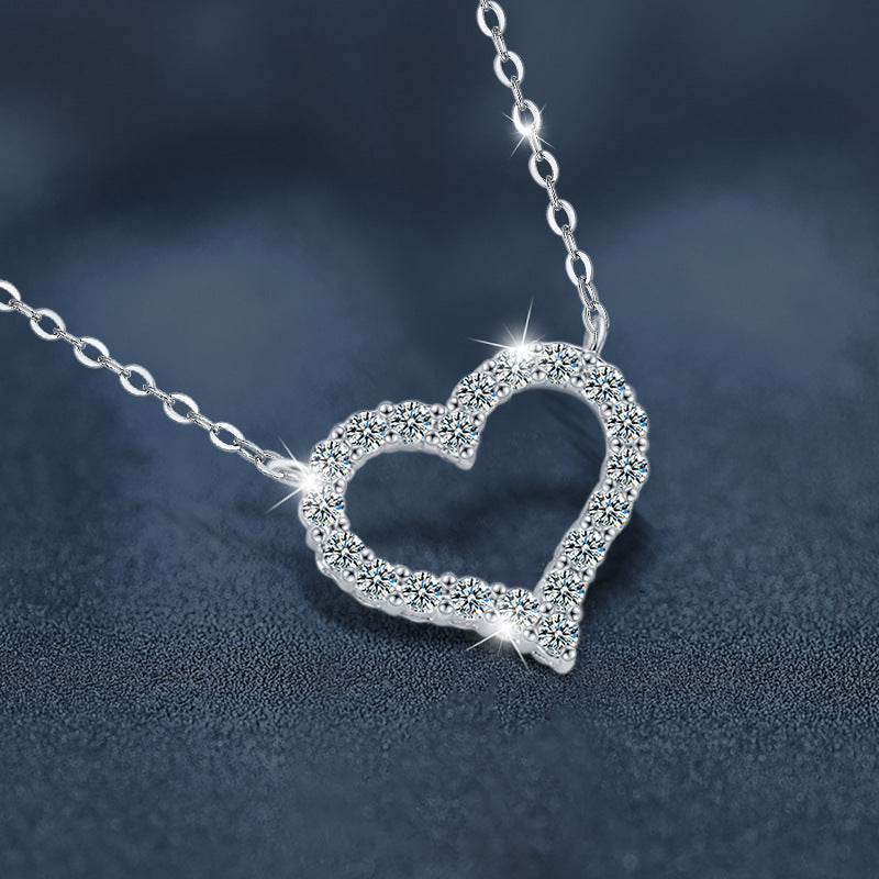 S925 Sterling Silver Moissanite Heart-Shaped Necklace