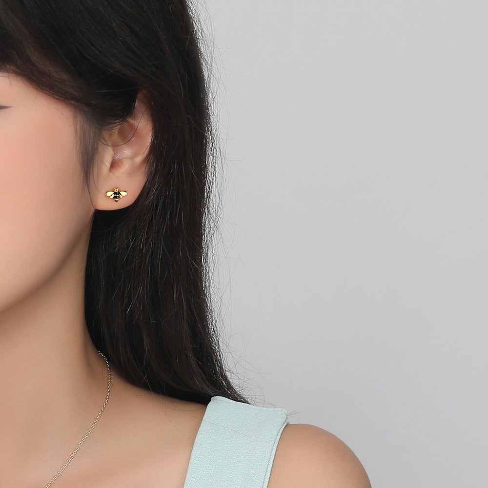 S925 Sterling Silver Small Stud Earrings with Colorful Cubic Zirconia