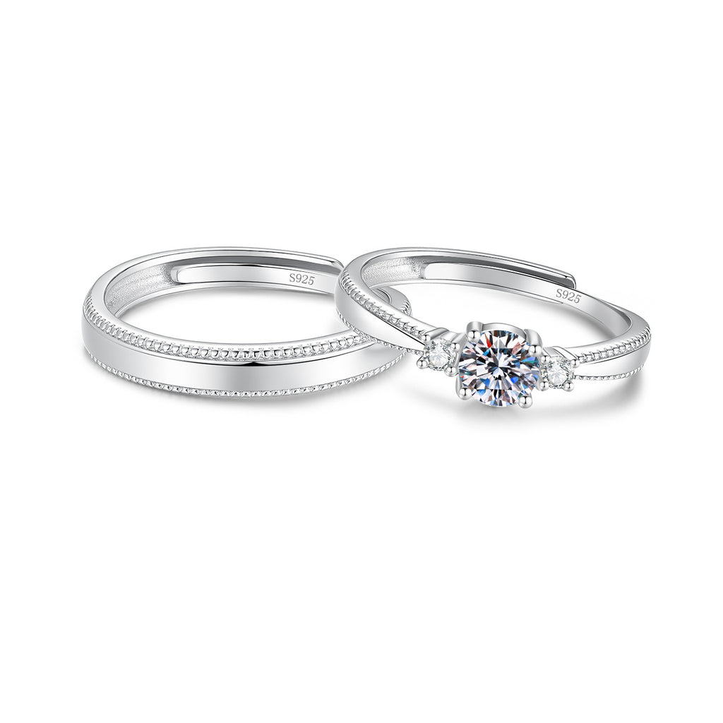 S925 Sterling Silver Moissanite Couple's Rings
