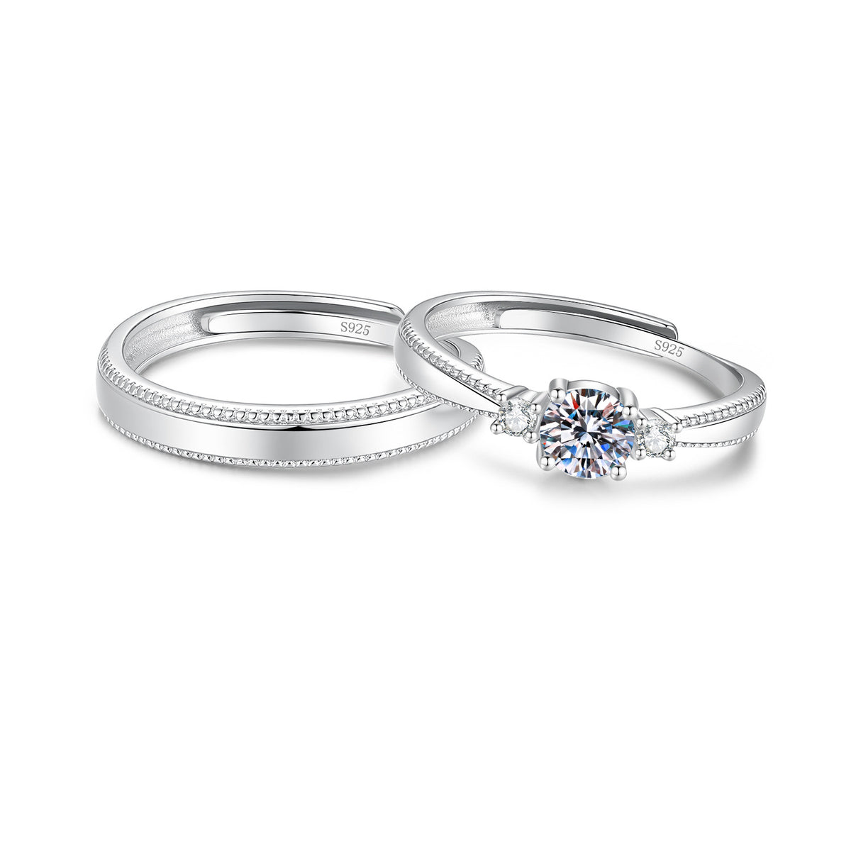 S925 Sterling Silver Moissanite Couple's Rings