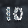S925 Sterling Silver Moissanite Round Earrings with Diamond Bars