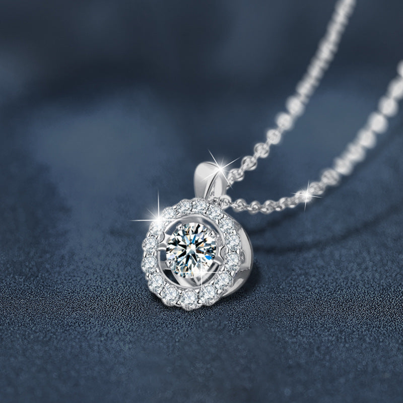 S925 Sterling Silver Moissanite Round Pendant Necklace