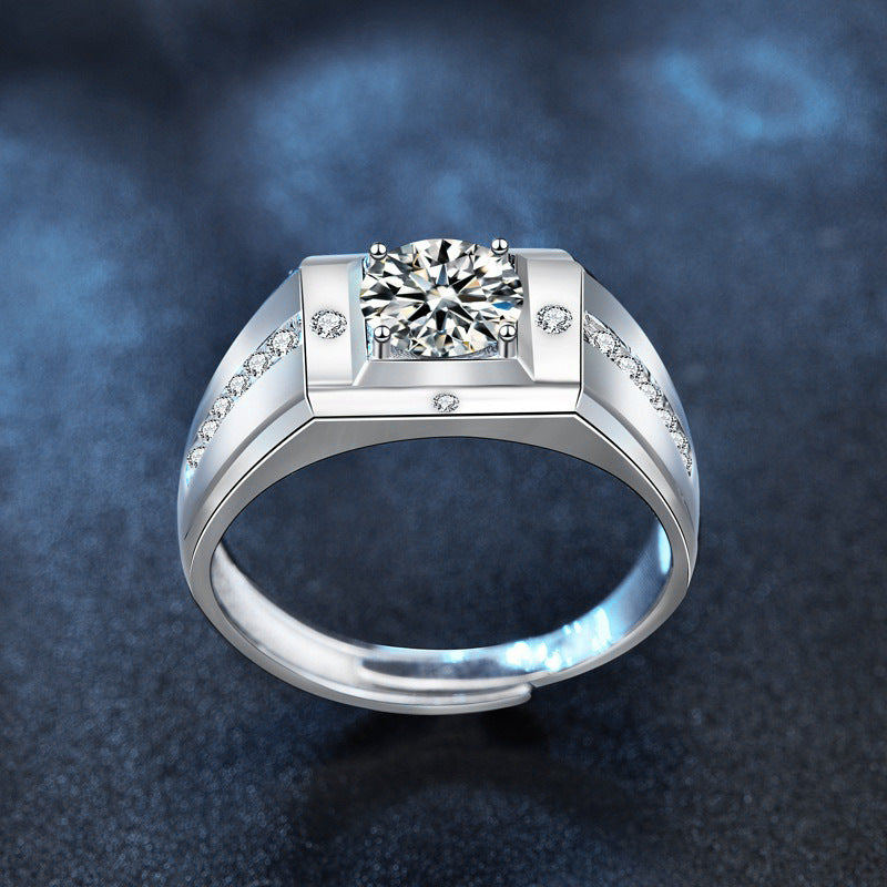 S925 Sterling Silver Cross Arrangement Moissanite Ring