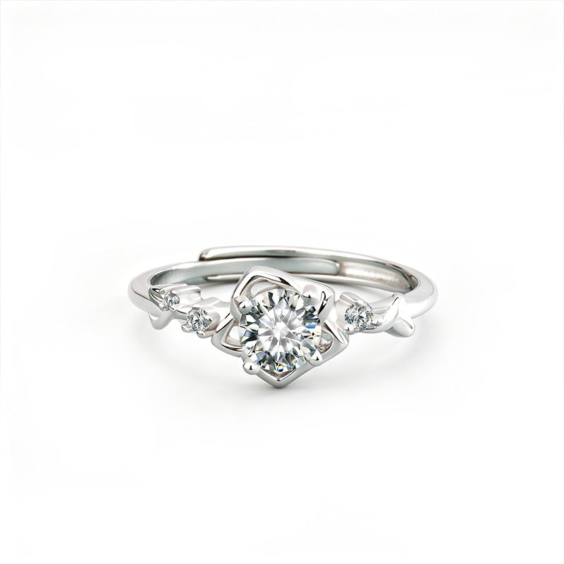 S925 Sterling Silver Moissanite Asterism Guard Ring