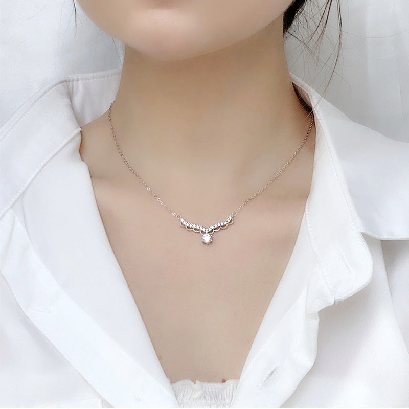 S925 Sterling Silver Moissanite Mori Style Antlers Pendant Necklace