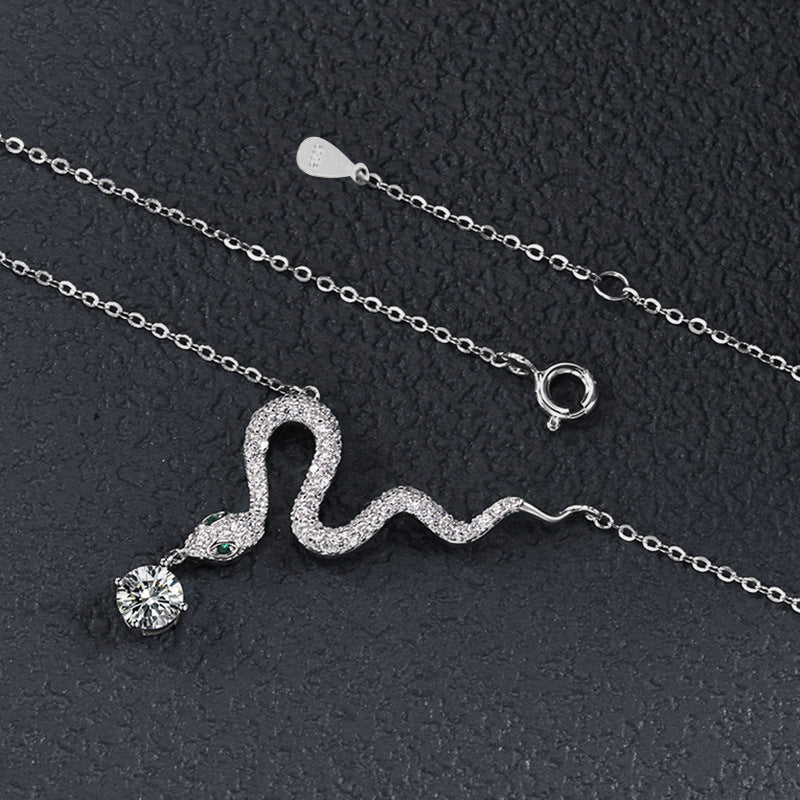 S925 Sterling Silver Moissanite Snake Necklace