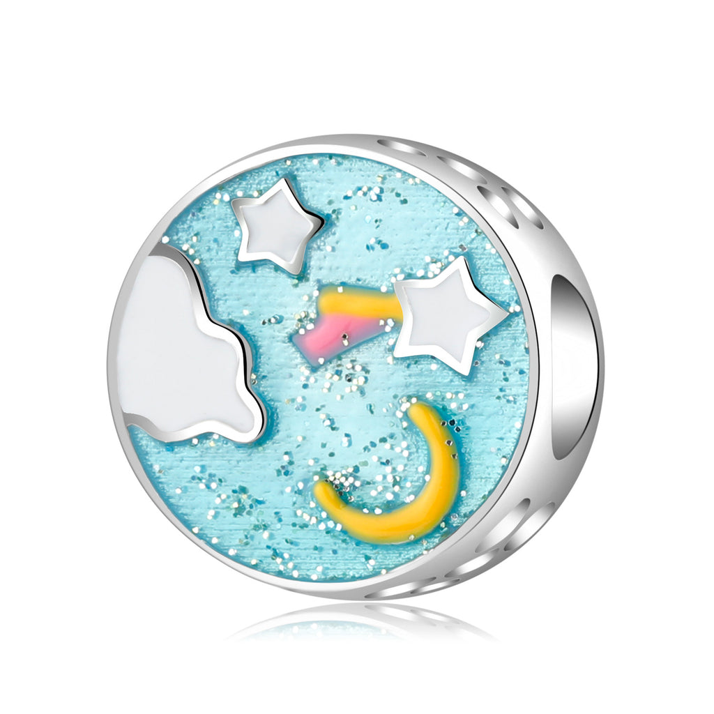 S925 Sterling Silver Starry Sky Beaded Pendant