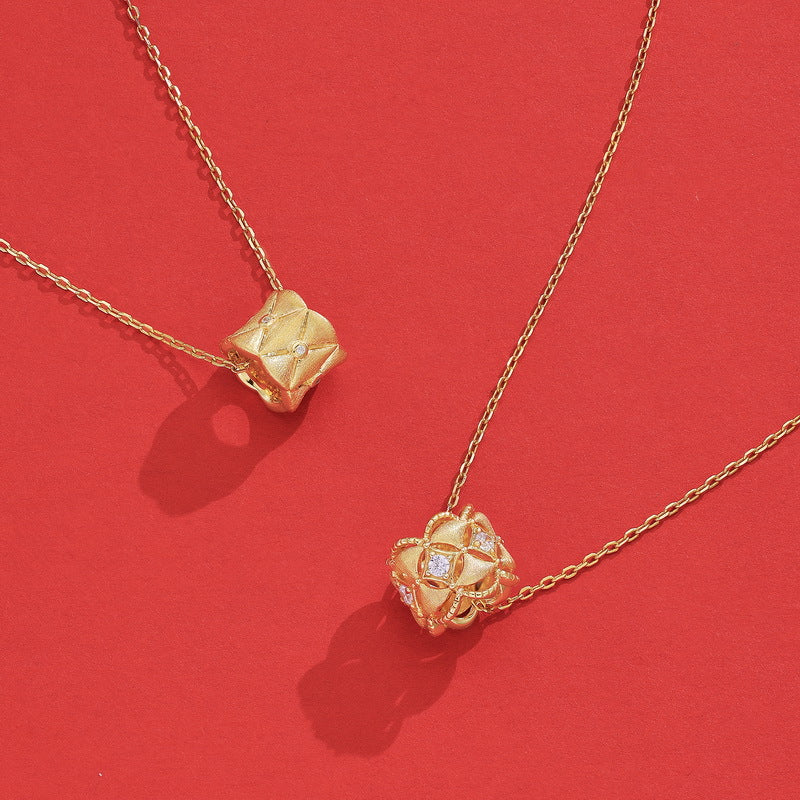 S925 Sterling Silver Gold-Plated Slim Waist Zircon Inlaid Necklace