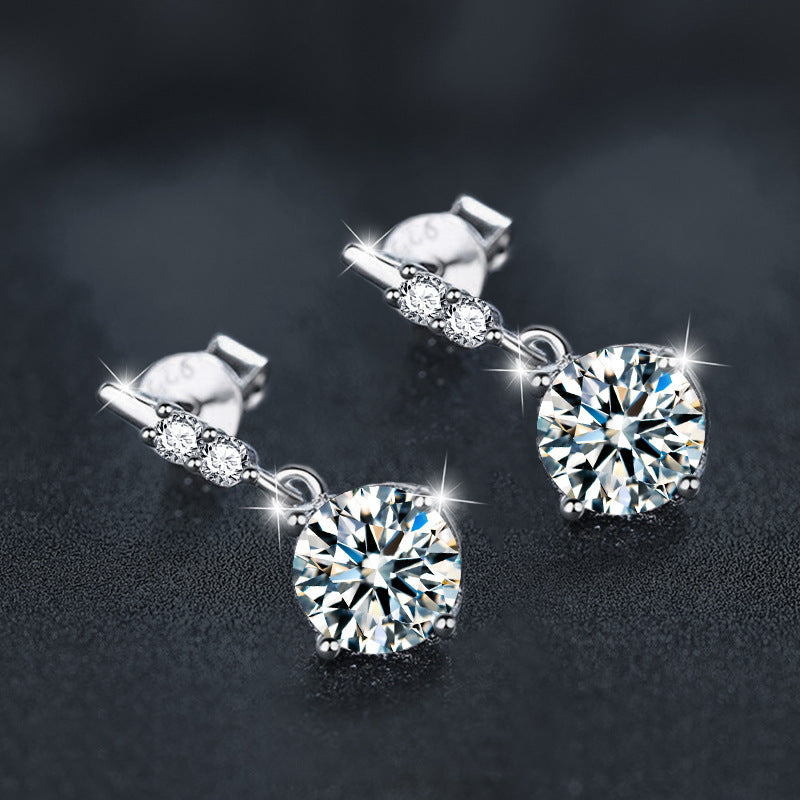 925 sterling silver tassel moissanite earrings