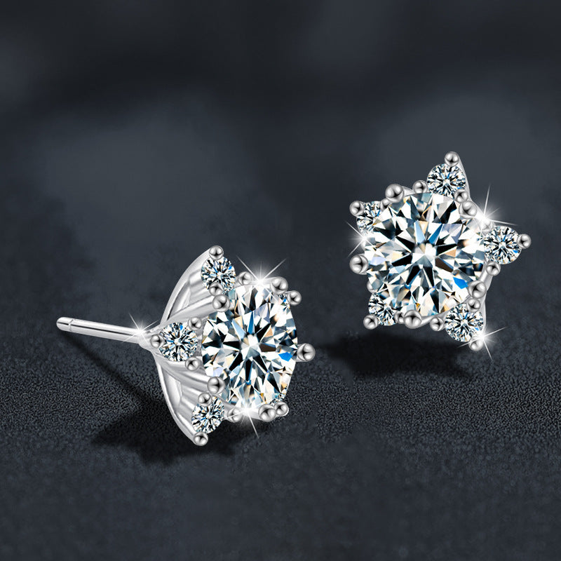 Moissanite & S925 Sterling Silver Star Stud Earrings
