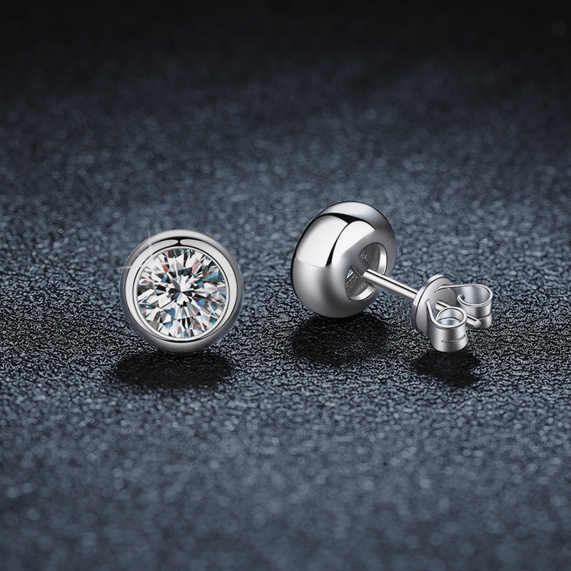 S925 Sterling Silver Moissanite Classic Round Stud Earrings