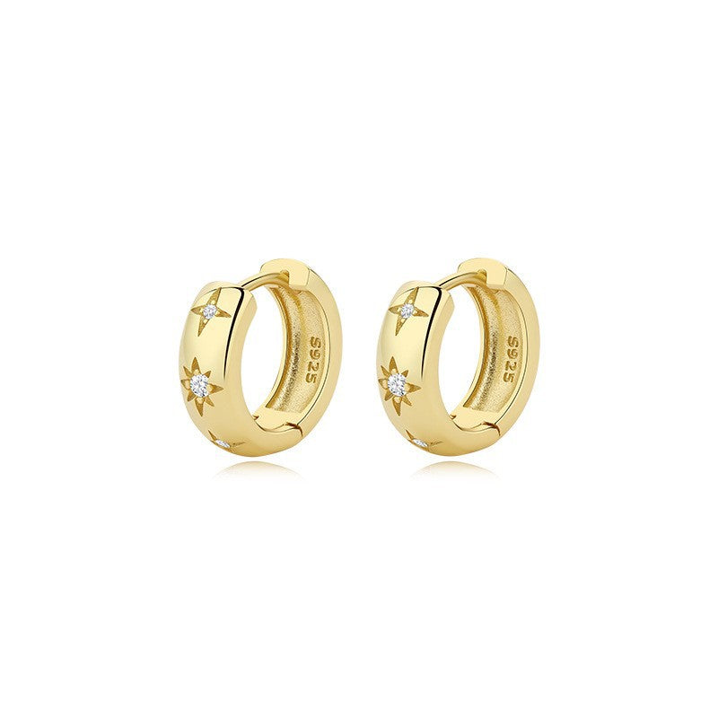 S925 Sterling Silver Hoop Earrings with Zirconia