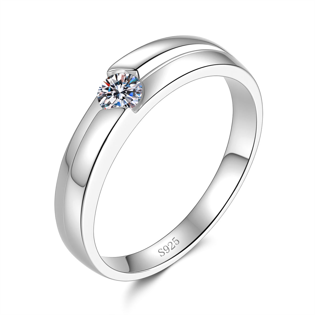 S925 Sterling Silver Six-Prong Moissanite Ring