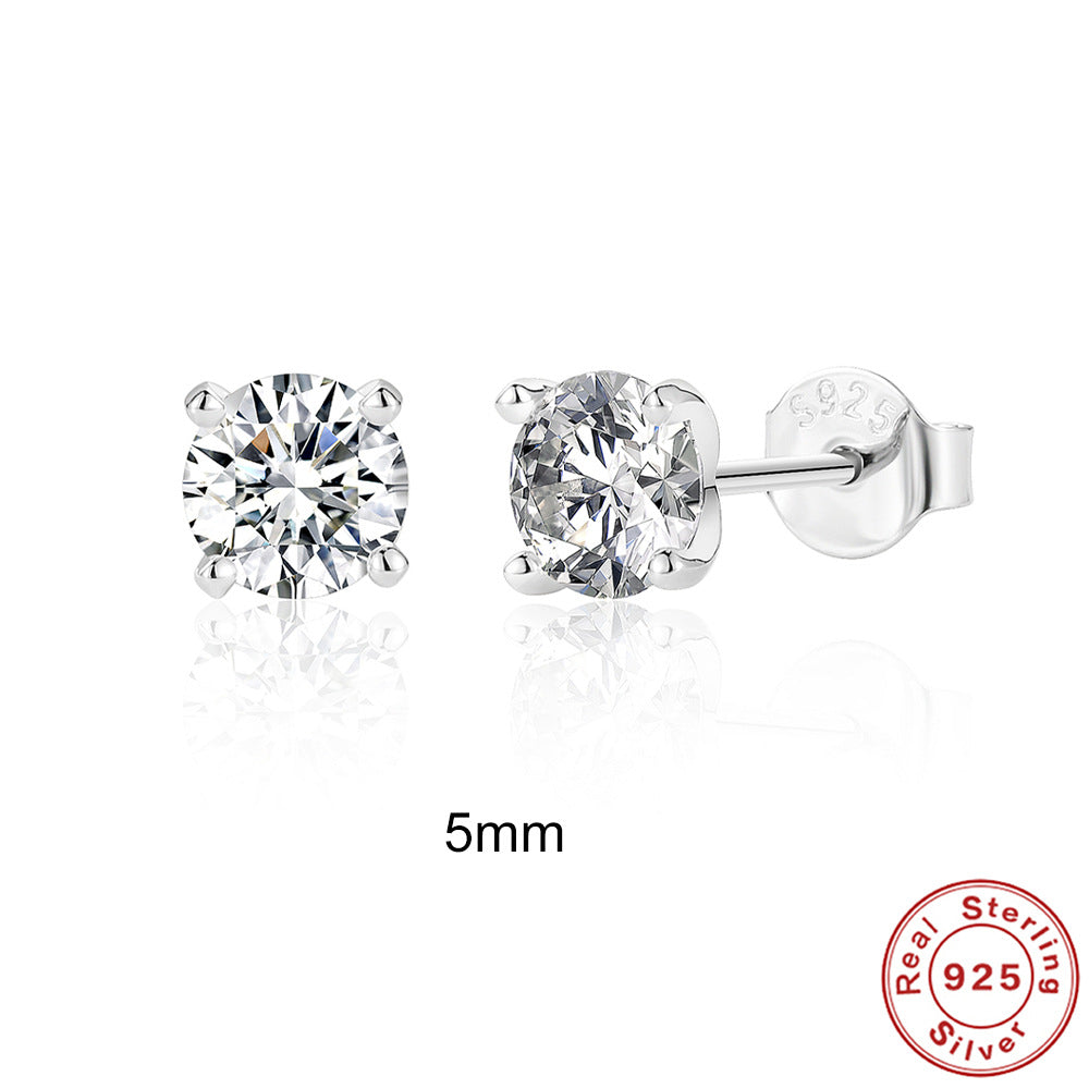 S925 Sterling Silver 0.5–1.2 Carat Four-Prong Ultra-Sparkling Moissanite Stud Earrings