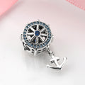 S925 Sterling Silver Inlaid Zircon Rudder Boat Anchor Beaded Pendant