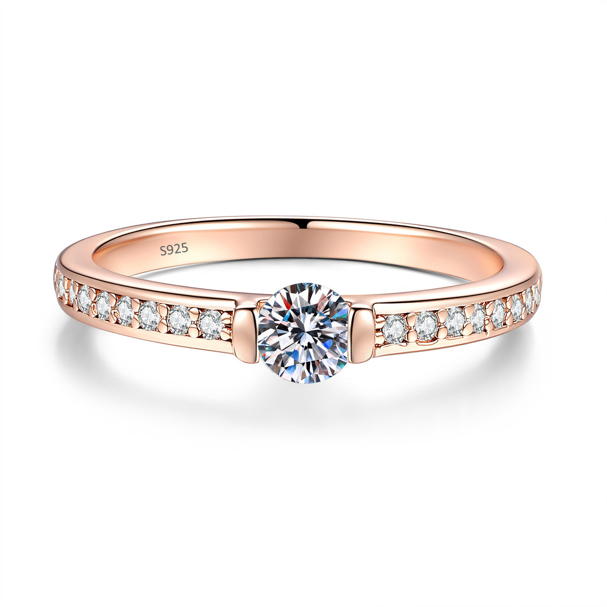 S925 Silver Micro-Pave Moissanite Ring