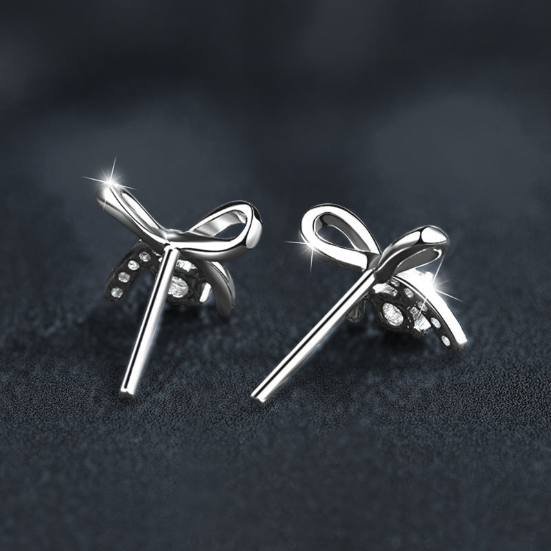 S925 Sterling Silver Moissanite Bow Earrings