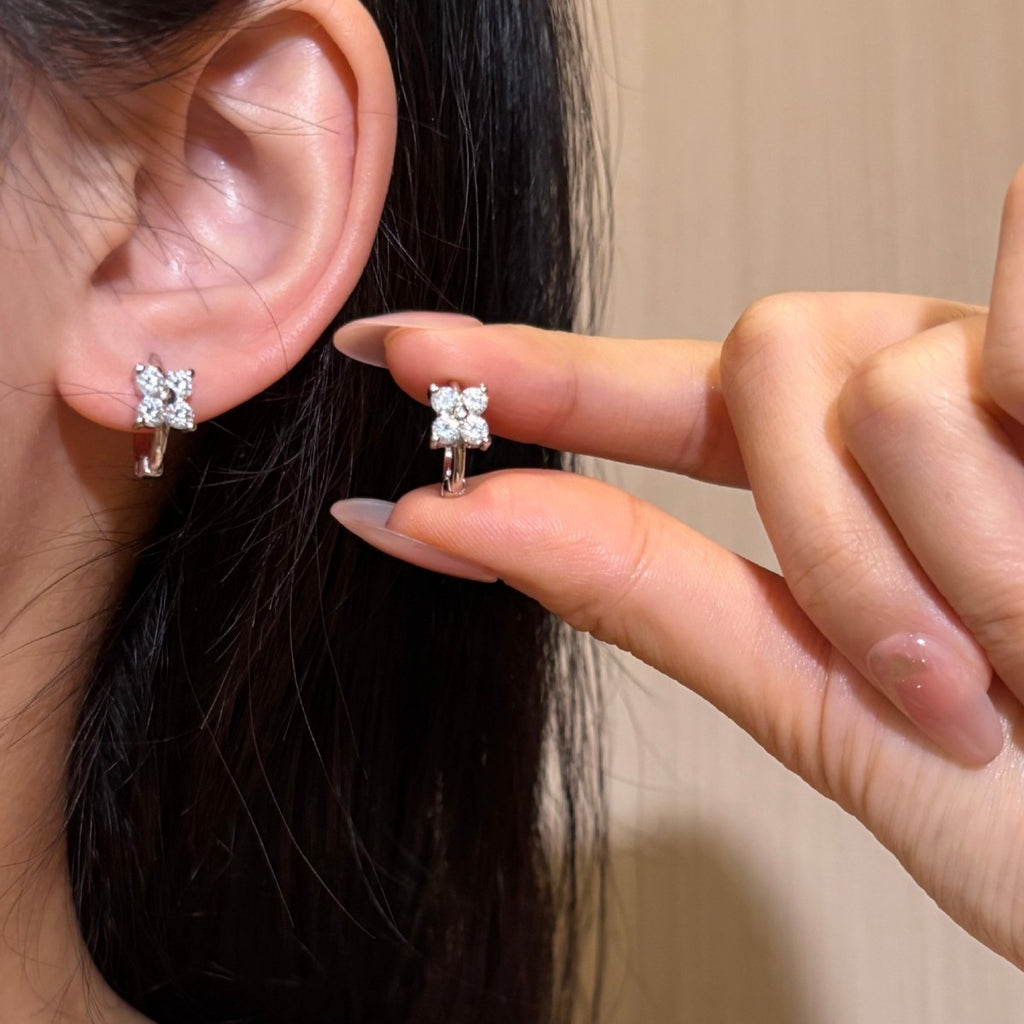 S925 Sterling Silver Moissanite Four-Leaf Clover Earrings