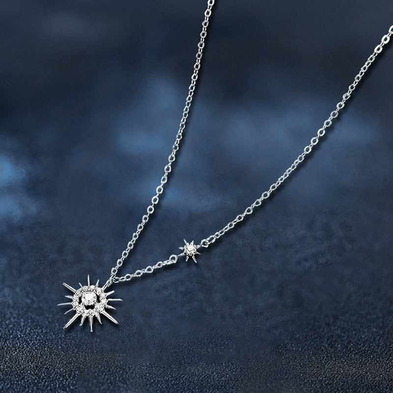 S925 Sterling Silver Moissanite Sun-shaped Pendant Necklace