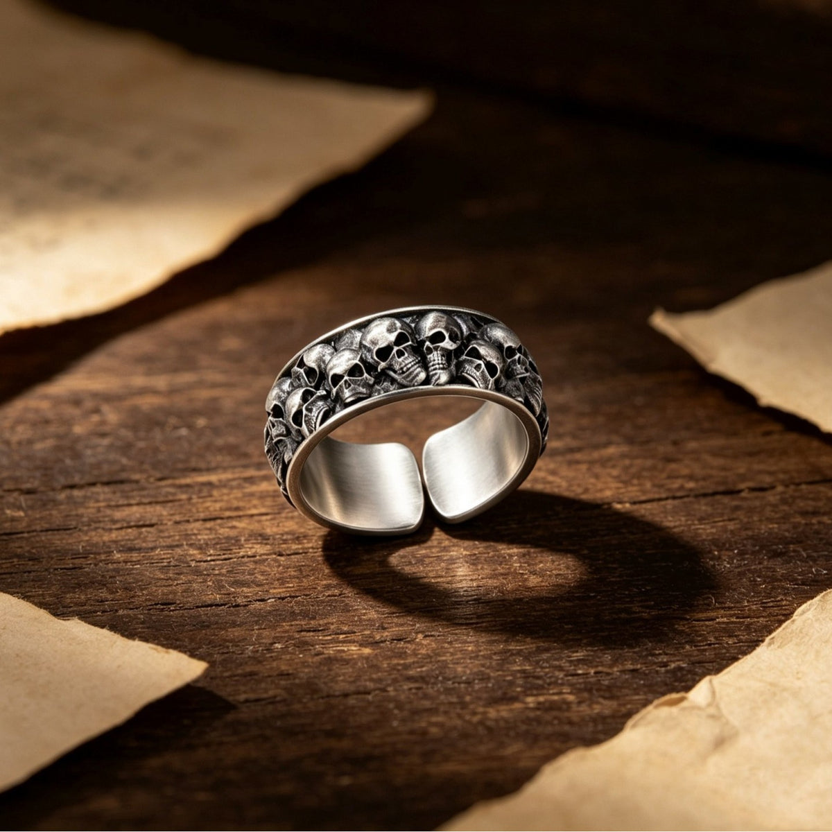 S925 Sterling Silver Solid Halloween Skull Ring
