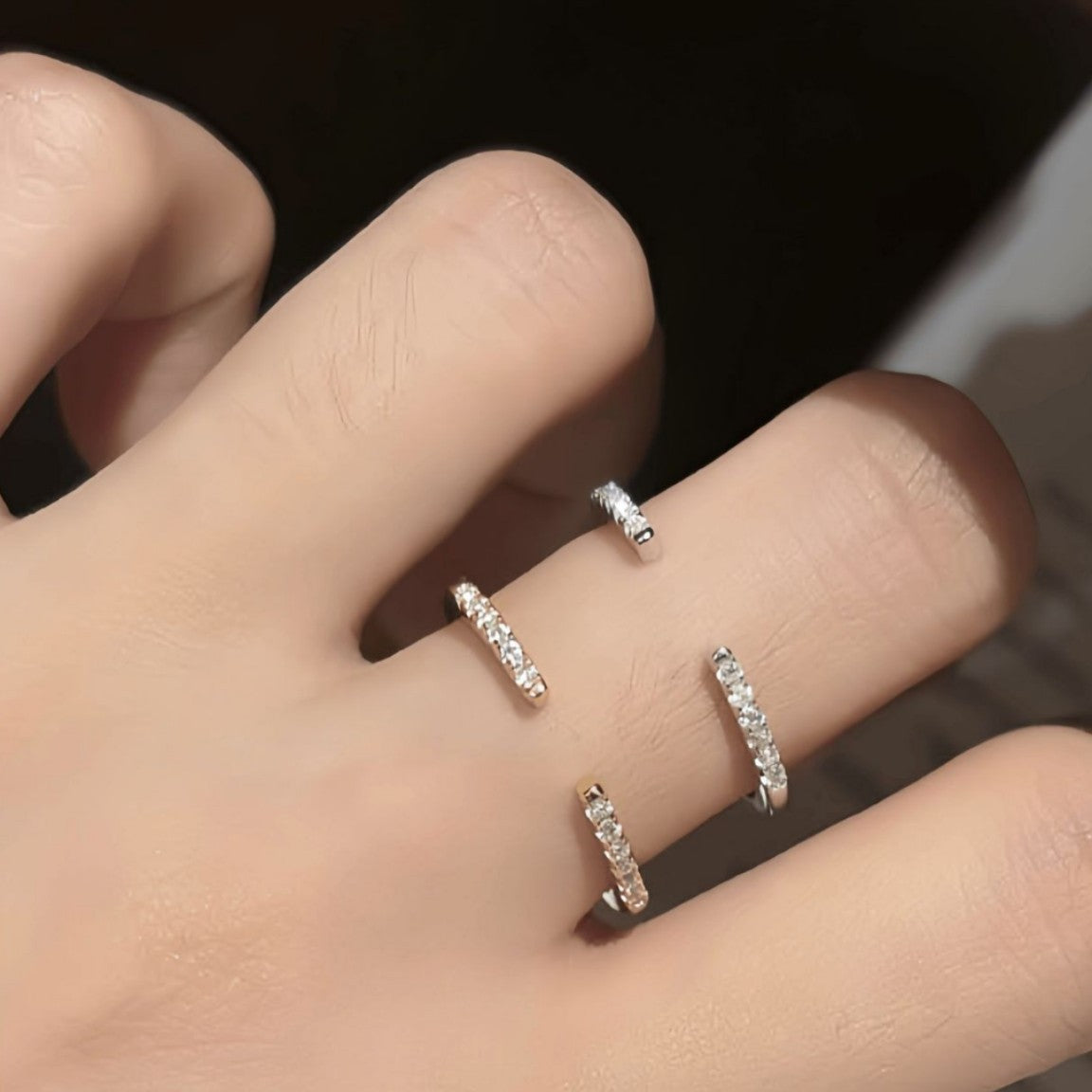 S925 Sterling Silver 18K Gold-Plated Moissanite Eternity Band