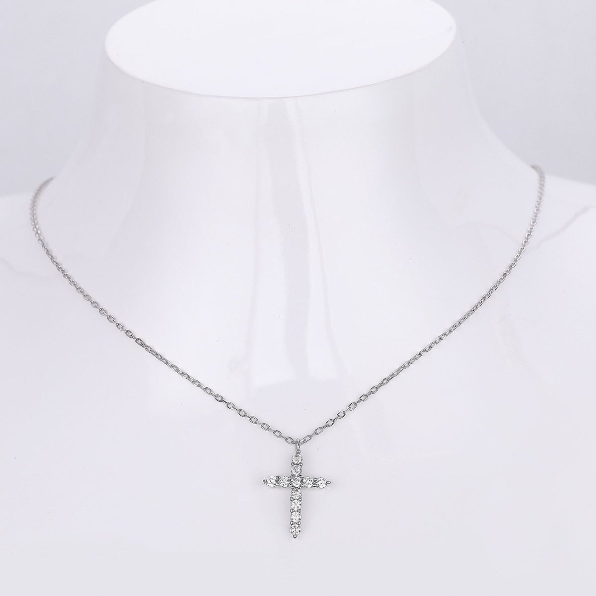 S925 Sterling Silver Faith Pendant with Zircon Cross Necklace