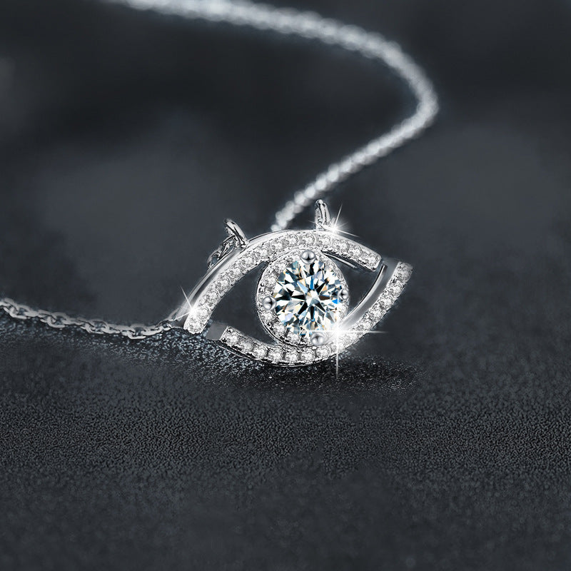 S925 Sterling Silver Moissanite Devil's Eye Pendant Necklace