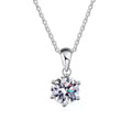 S925 Sterling Silver Moissanite Six-Prong Pendant Necklace