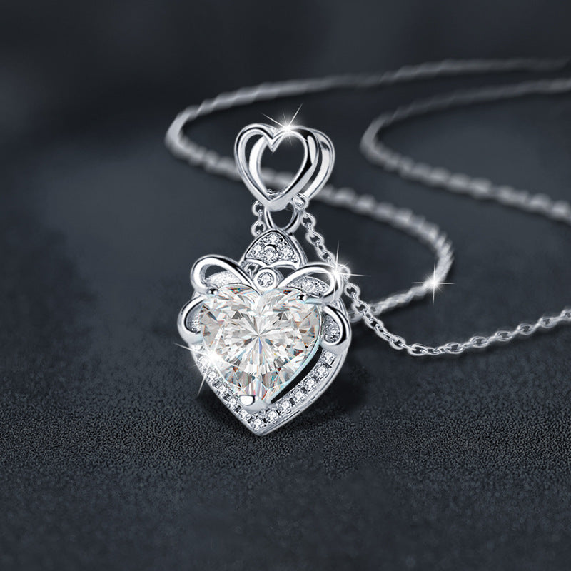 S925 Sterling Silver Moissanite Love Pendant Necklace