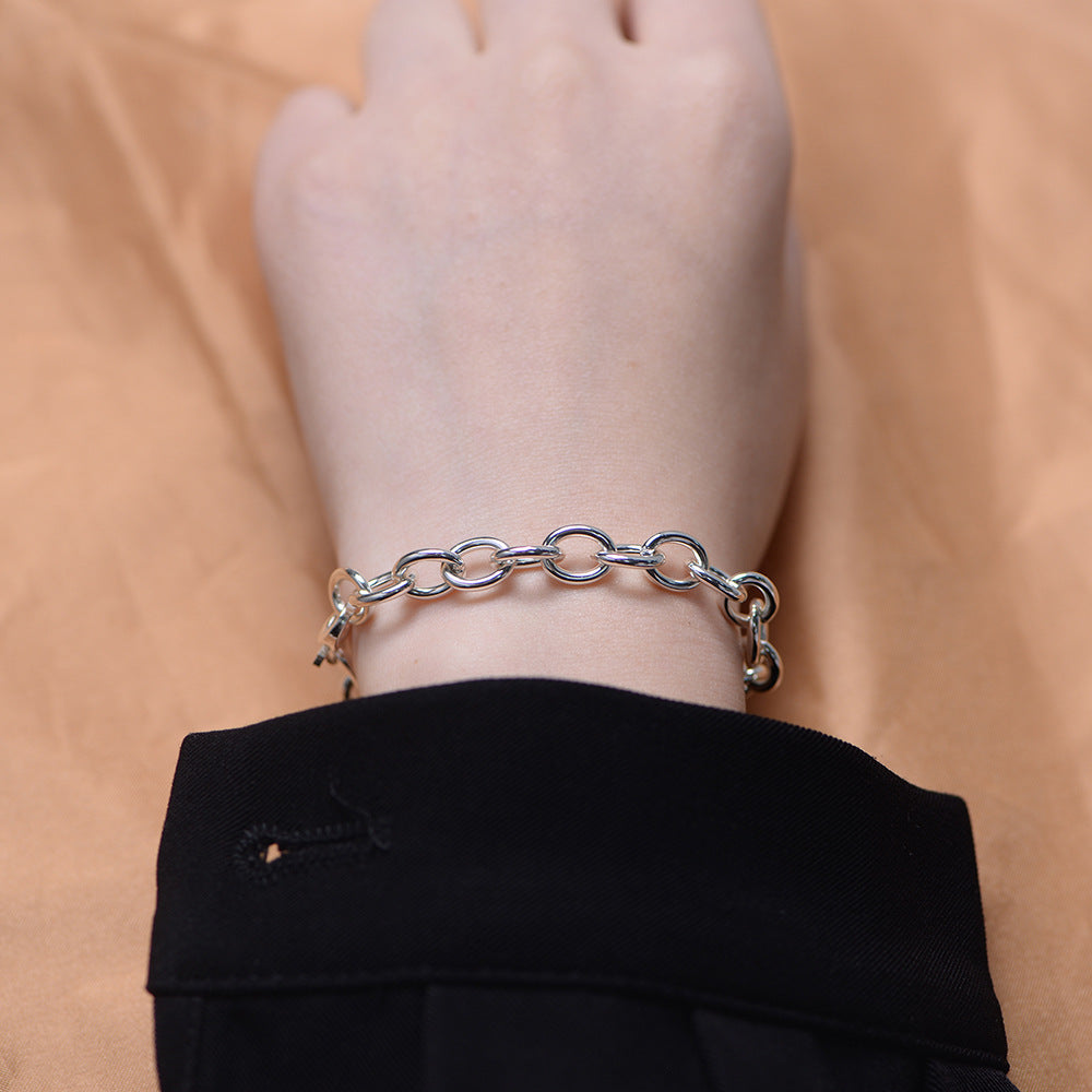S925 Sterling Silver Heavy Industry Circle Bracelet