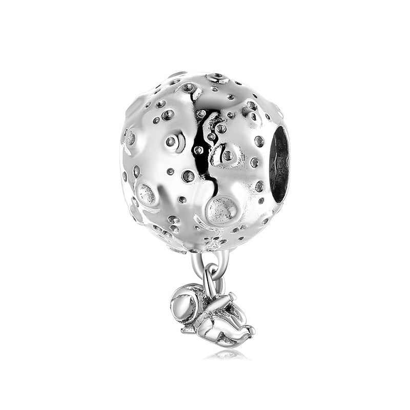 S925 Sterling Silver Moon Astronaut Bead Pendant