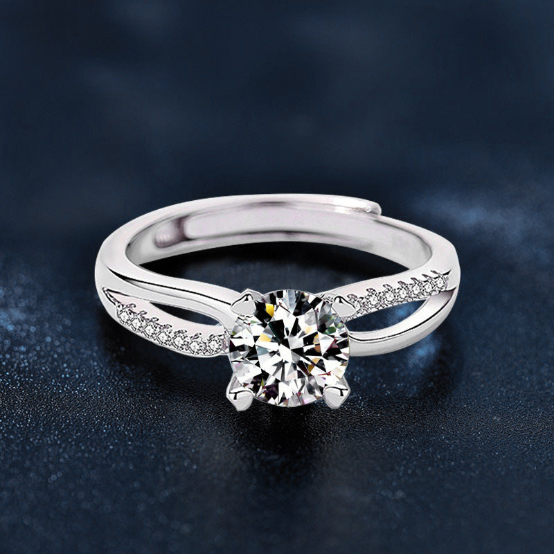 S925 Sterling Silver Moissanite Hollow Ring