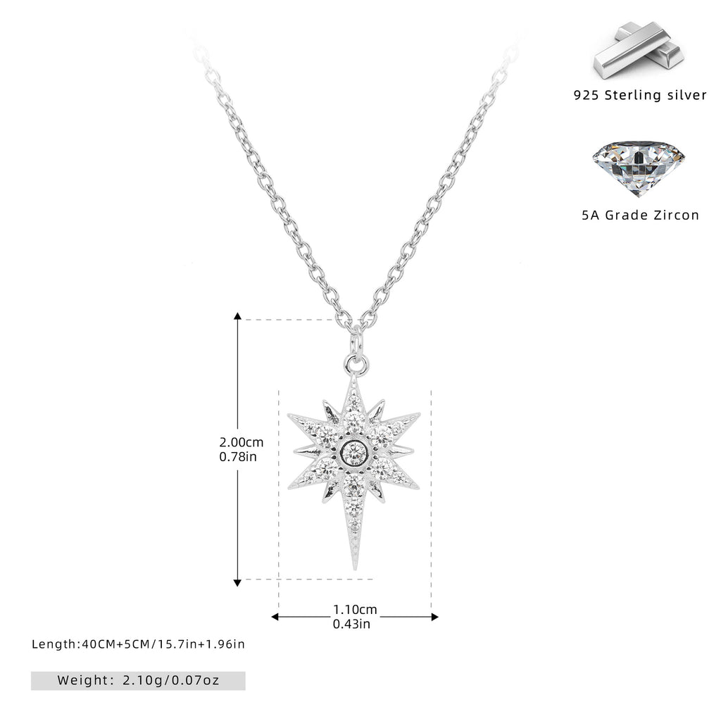 S925 Sterling Silver Zircon Star Necklace
