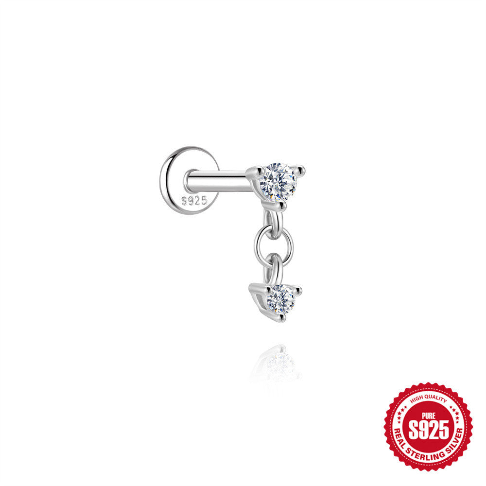 S925 Sterling Silver Moissanite 16G Cartilage Stud(Single unit)
