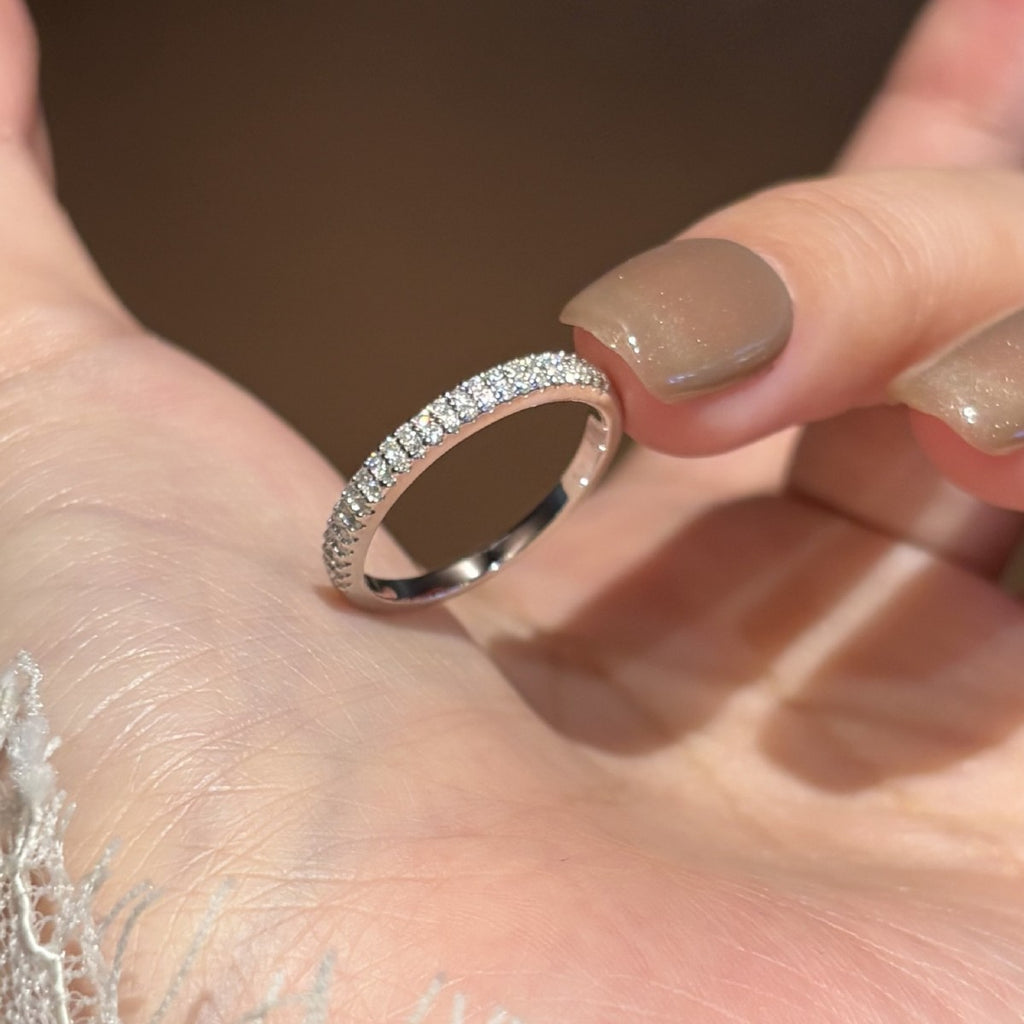 S925 Silver Half-Band Moissanite Ring