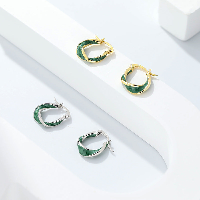 925 Sterling Silver Irregular Enamel-Drip Earrings