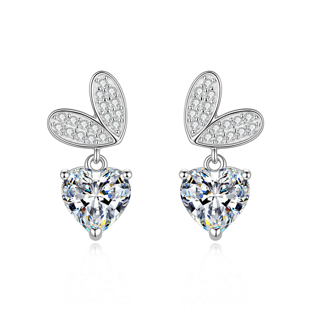 S925 Sterling Silver Heart-Shaped Moissanite Stud Earrings