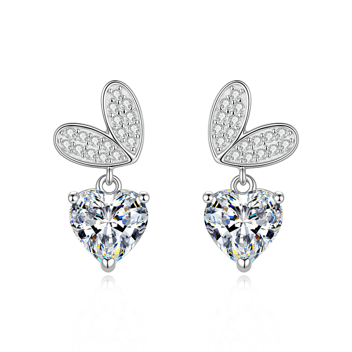 S925 Sterling Silver Heart-Shaped Moissanite Stud Earrings