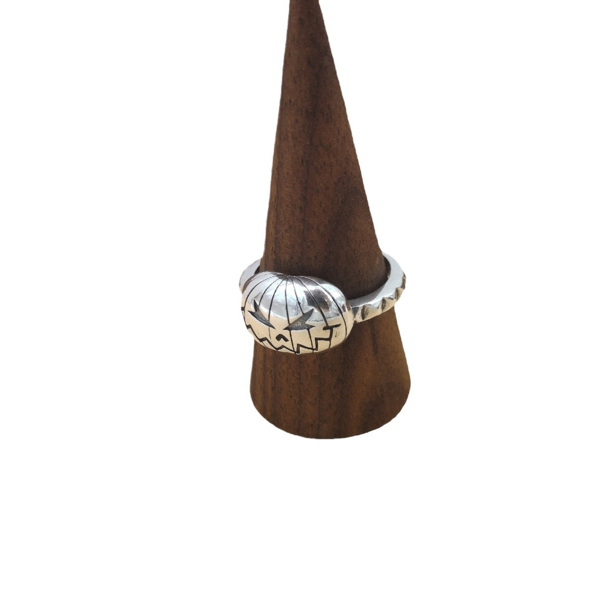 S925 Silver Halloween Pumpkin Open Ring