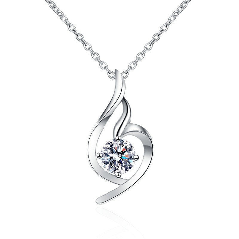 S925 Sterling Silver Moissanite Angel Pendant Necklace