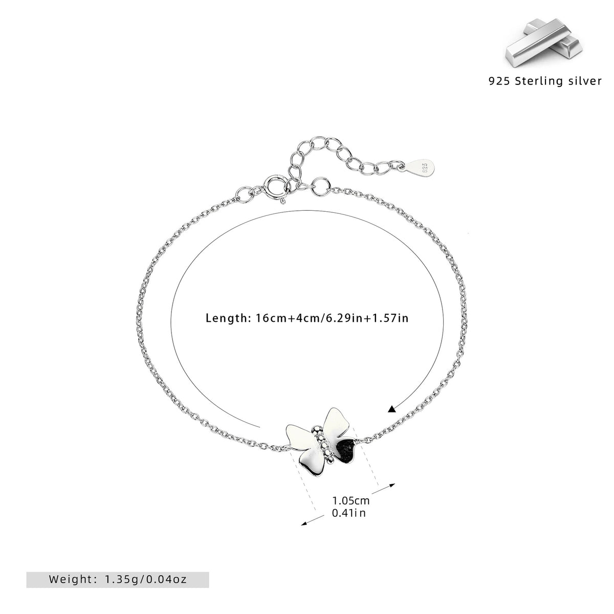 S925 Sterling Silver Butterfly Bracelet