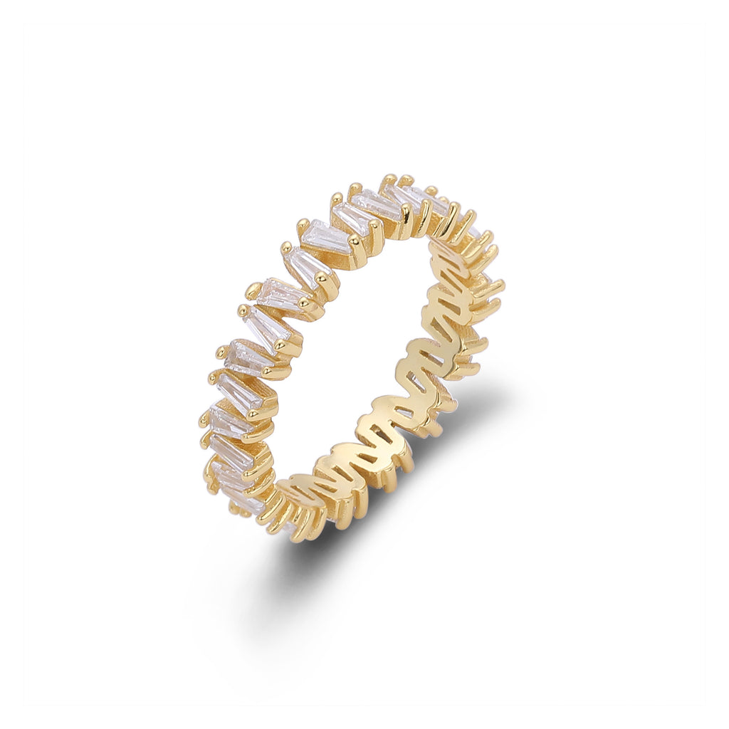 925 Sterling Silver Korean-Style V-Shaped Ring with Inlaid Zirconia