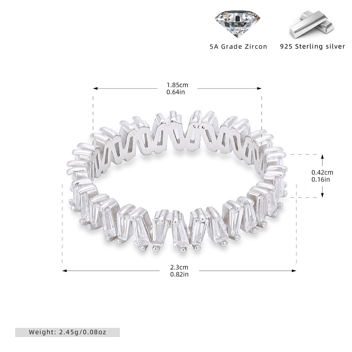 925 Sterling Silver Korean-Style V-Shaped Ring with Inlaid Zirconia