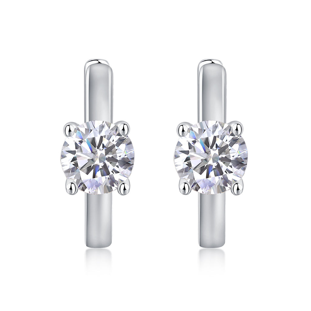 S925 Sterling Silver Round Moissanite Hoop Earrings