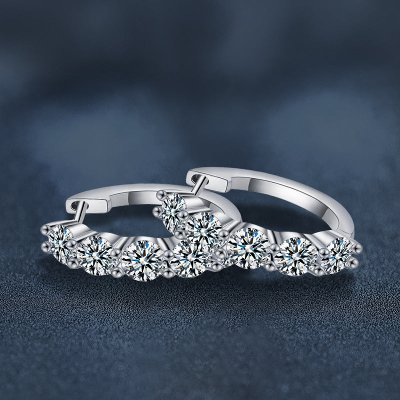 925 Sterling Silver Round Earrings Full of Diamonds and Moissanite