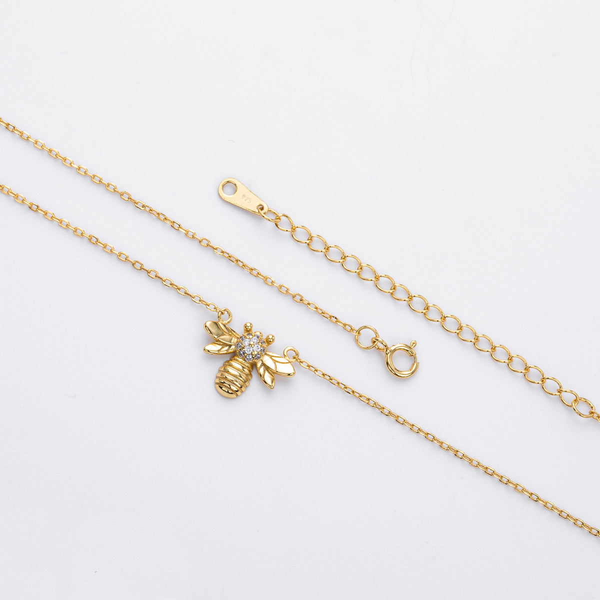 S925 pure silver fashionable zirconia bee-shaped necklace
