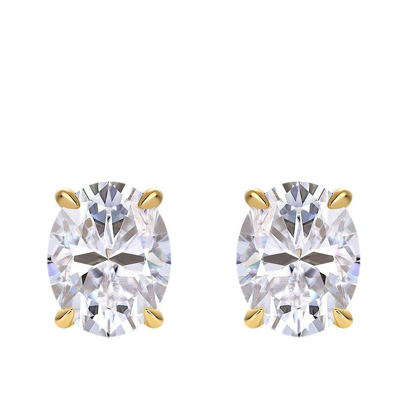S925 Sterling Silver Gold-Tone Moissanite Stud Earrings